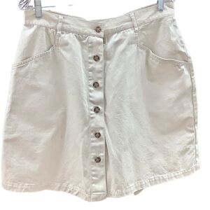 DressBarn Button Front Cotton Skort Size 14 Khaki Tan Skirt, Pockets, Belt Loops